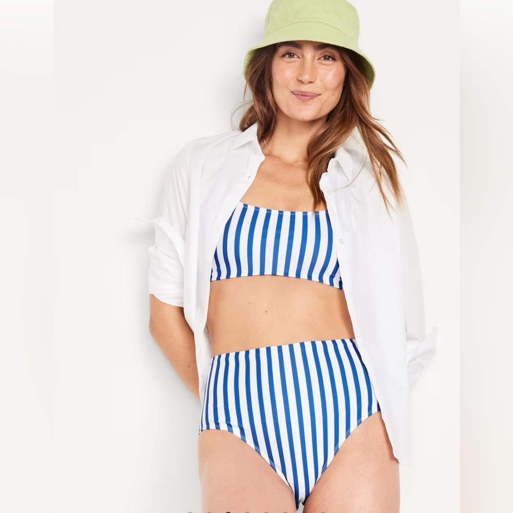 NWT Old Navy striped, high waisted bikini set